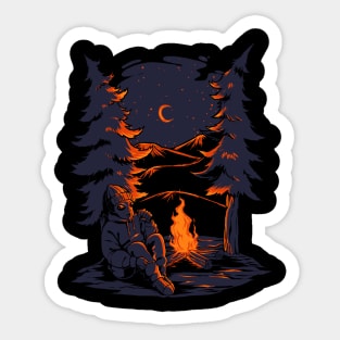 Alien camping Sticker